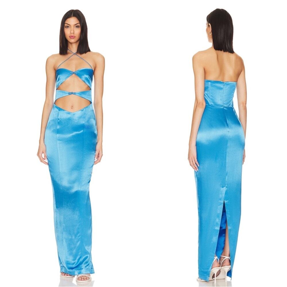 SAU LEE Palmer Cutout Bodycon Azure Blue Maxi Dress Size 00